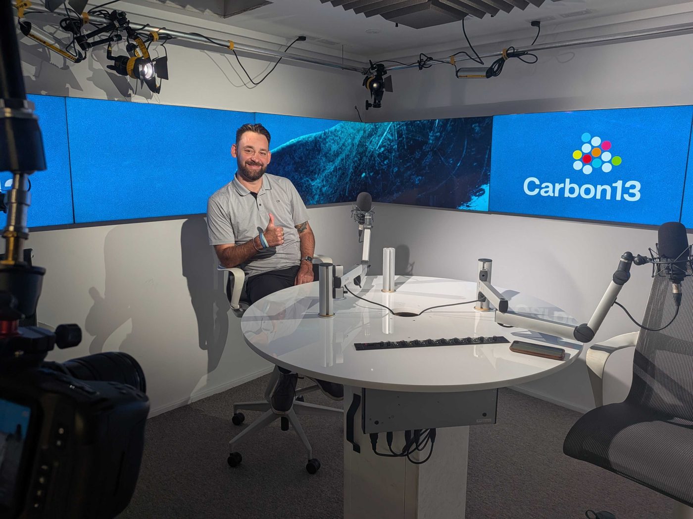 Yoann in the Carbon13 podcast studio